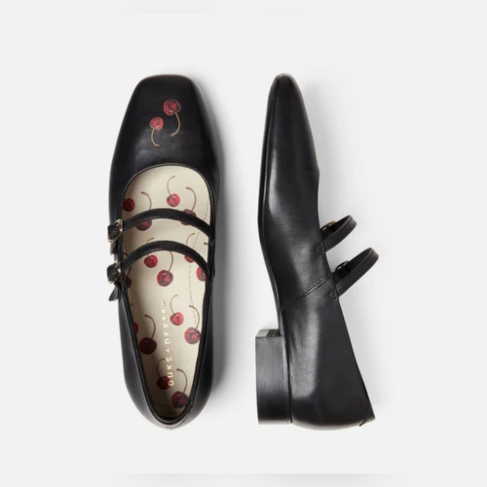 Duke + Dexter Anthropologie NWOB Ruby Cherry Black Mary Jane Shoes Sz 5 UK 7 US